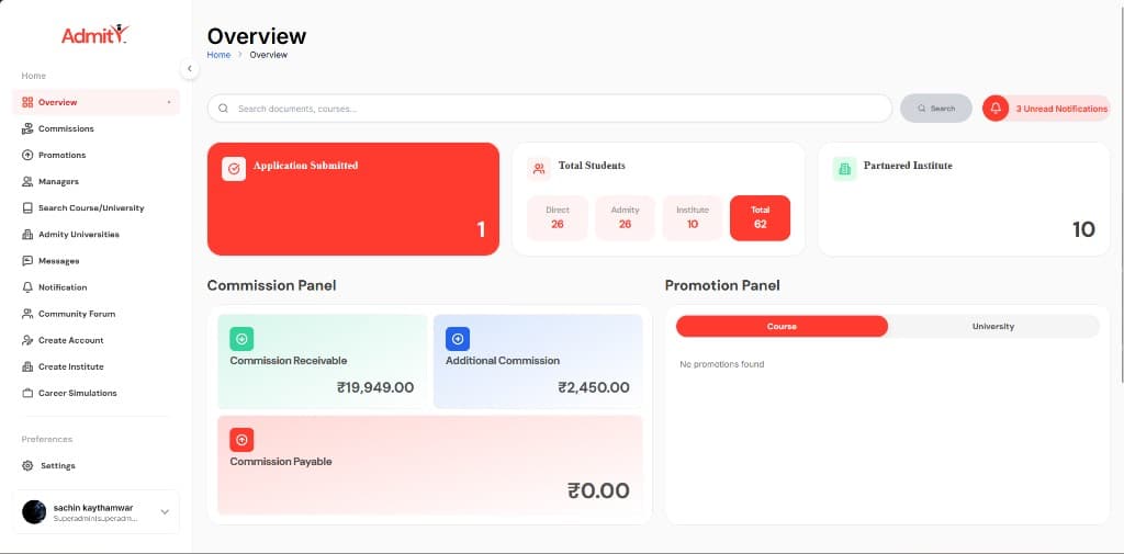Admity Study Abroad Platform preview