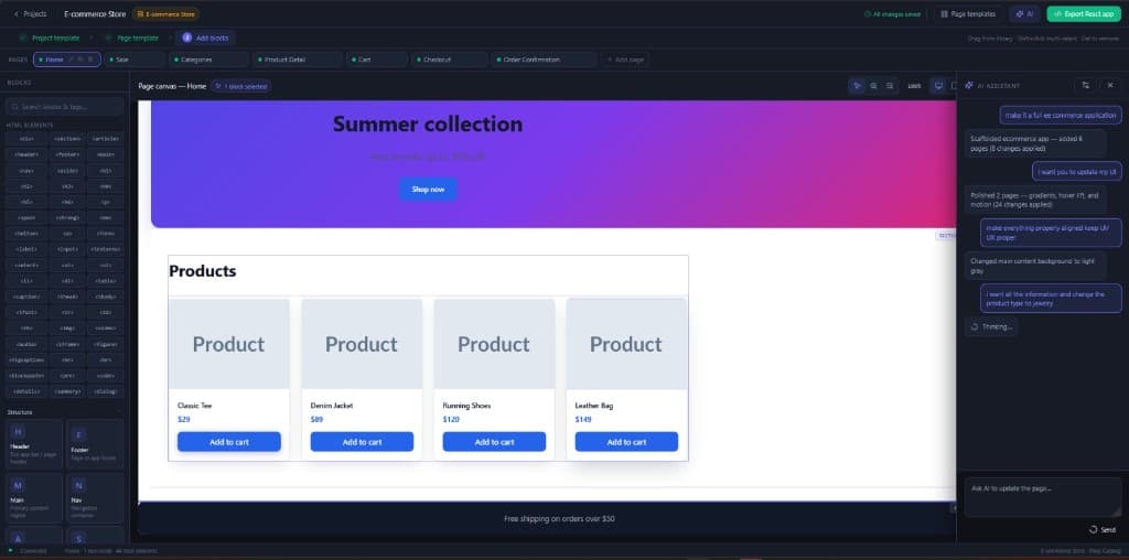 App Generator — Visual Page Builder preview