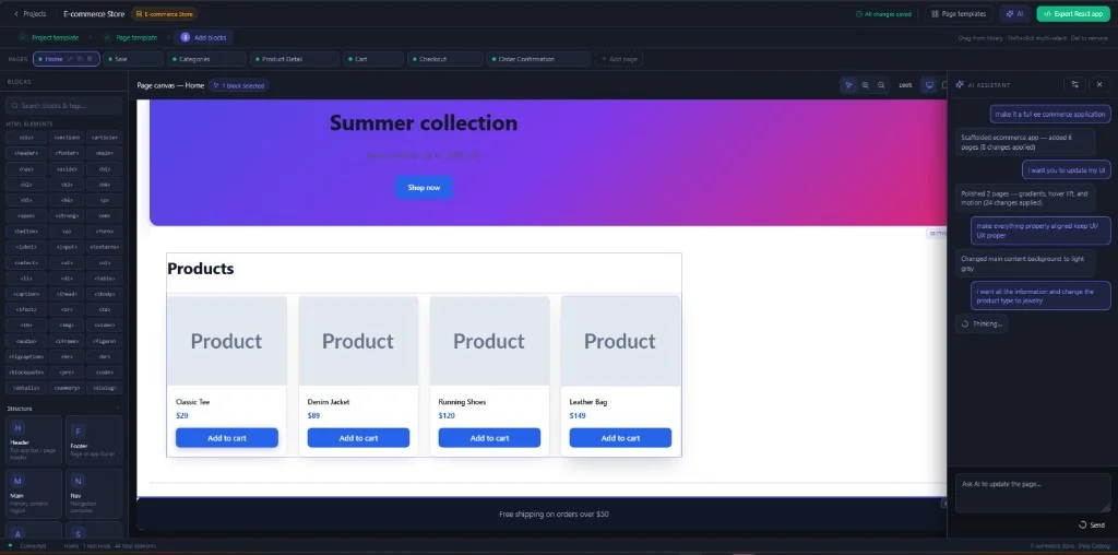 App Generator — Visual Page Builder preview